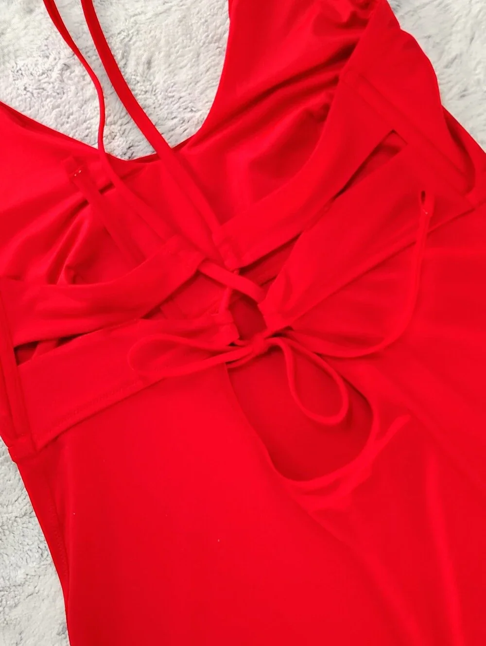 Athleta Triangle Tankini Matador Red Women's XL Beach Coastal Caligirl Swimsuit - Picture 7 of 9